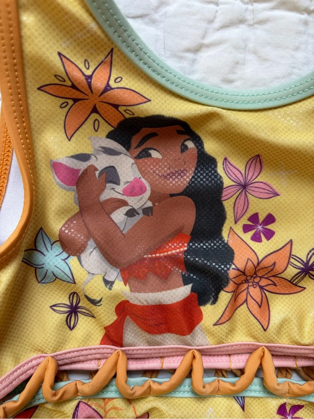 Disney Yellow and Mint Girls Swimwear with Pastel Trim